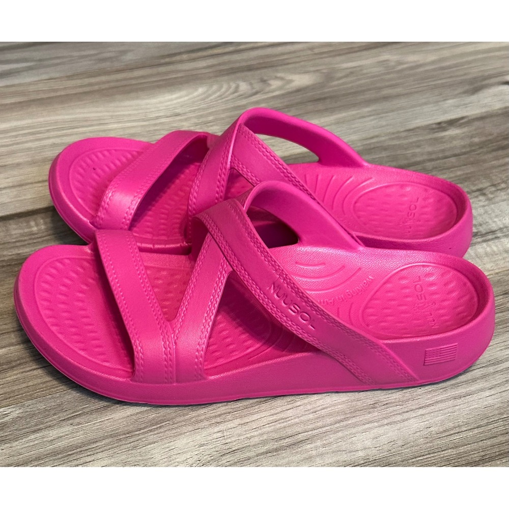 Nuusol Hailey Slide Sandals Women Hot Pink Cross Strap Arch Support Size 8 - Picture 6 of 8